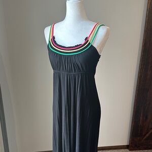 M Heart M Black Maxi Dress with Vibrant Trim